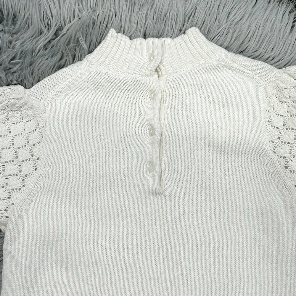 Janie & Jack Cream Cable‎ Knit Scalloped Collar Sweater Youth Size 18